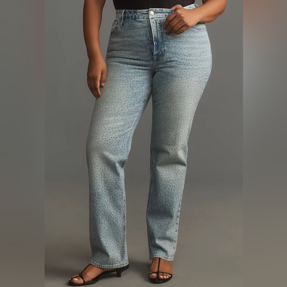 Good American Gem Good Icon High-Rise Straight-Leg Jeans - Orig $249 - NWT